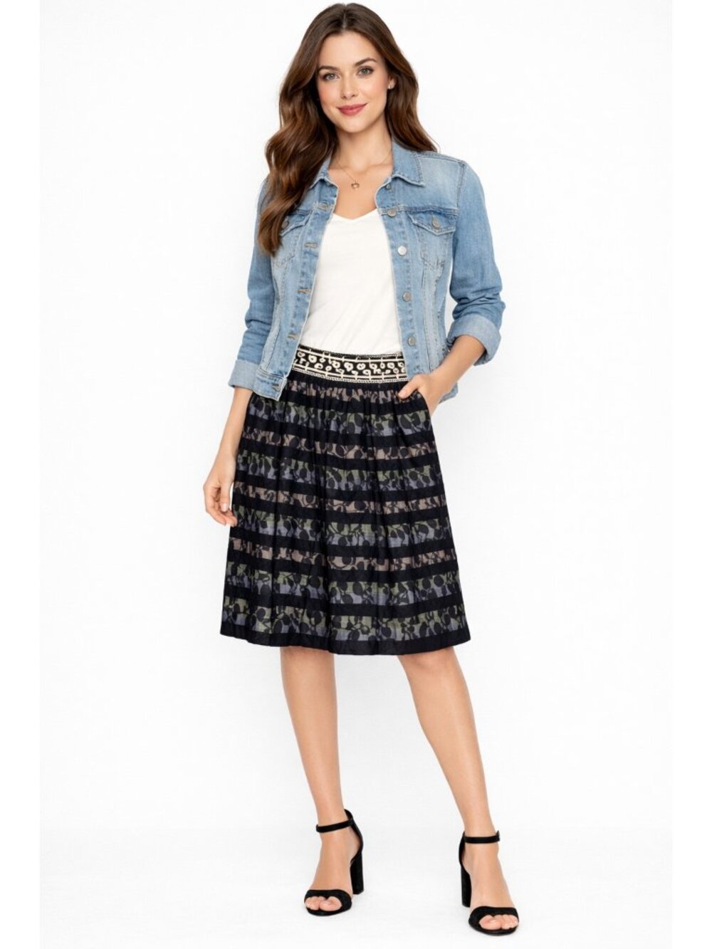 Anthropologie Floreat Black Charente Skirt Size 8 Floral Lace Overlay